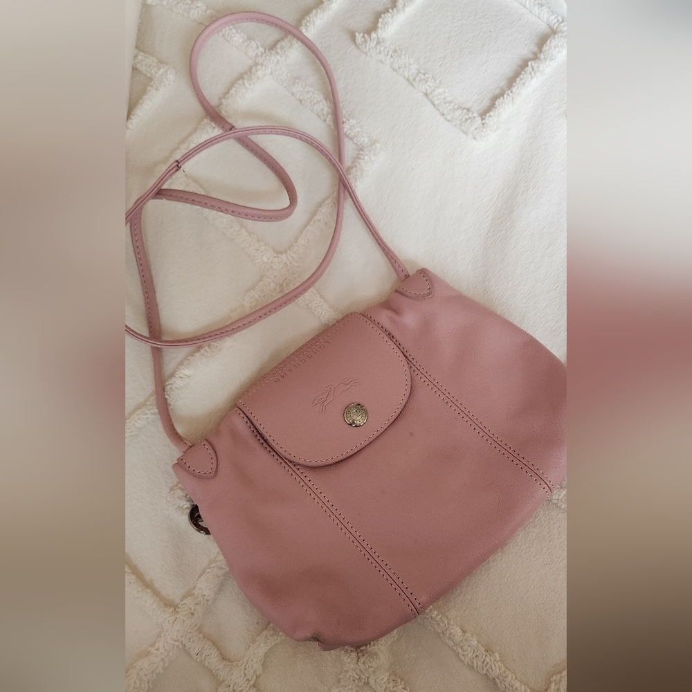 Longchamp Le Pliage Cuir Mini Crossbody - Pink -